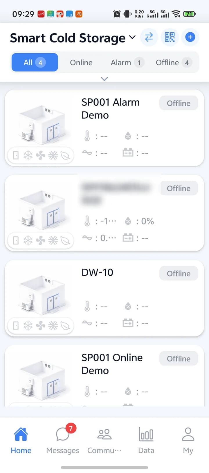 海外冷链设备管理 App 与云平台 - 设备列表（真实项目界面截图，已脱敏）